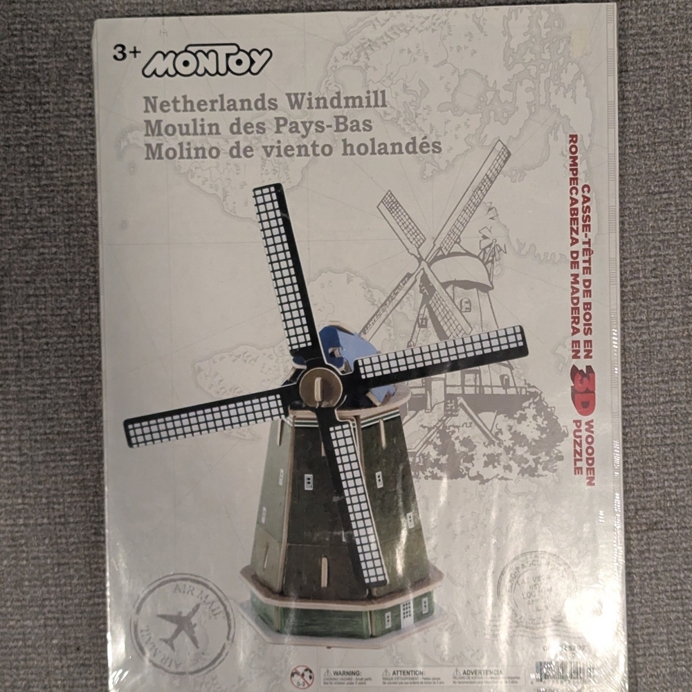 Montoy Wooden 3D Puzzle Netherlands Windmill Model Kit New Sealed